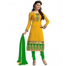 Deals, Discounts & Offers on Women Clothing - FABCART Yellow Chanderi Straight Unstitched Dress Material at 62% offer