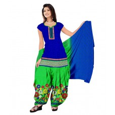 Deals, Discounts & Offers on Women Clothing - Aashvi Creation Blue Cotton Straight Unstitched Dress Material