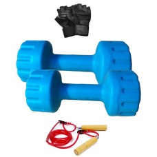 Deals, Discounts & Offers on Auto & Sports - Aurion 5 Kg Pvc Dumbbell Set(5 Kg X 2 ) With Gym Glove +jump Rope