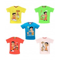 Deals, Discounts & Offers on Kid's Clothing - Chhota Bheem Multicolor Cotton Tees (Pack of 5) - For Infants