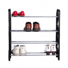 Deals, Discounts & Offers on Foot Wear - Tjar Black Collapsible 4 Layer Shoe Rack