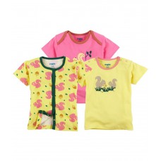 Deals, Discounts & Offers on Kid's Clothing - Flat 48% off on Snuggles Printed Cotton T Shirts - Pack of 3