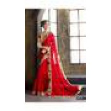 Deals, Discounts & Offers on Women Clothing - Indian Beauty Red Georgette Designer Saree at 94% offer