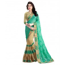 Deals, Discounts & Offers on Women Clothing - SareeShop Designer SareeS Green Georgette Saree at 73% offer