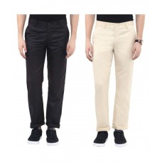 Deals, Discounts & Offers on Men Clothing - Flat 70% off on Urbano Fashion Multi Slim Fit Flat Trousers - Pack of 2