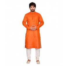 Deals, Discounts & Offers on Men Clothing - Flat 69% Offer on Ethiic Orange Cotton Kurta