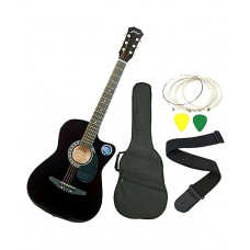 Deals, Discounts & Offers on Accessories - Flat 69% Offer on Jixing Black Acoustic Guitar With Bag, Strings & 3 Picks