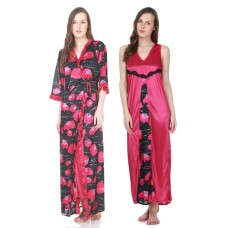 Deals, Discounts & Offers on Women Clothing - Claura Pink Satin Nighty Pack of 2