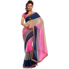 Deals, Discounts & Offers on Women Clothing - Fabdeal Printed Banarasi Georgette Sari