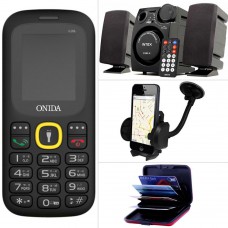 Deals, Discounts & Offers on Electronics - Onida G18A Bar Phone, Intex 2.1 Channel Speaker & Acccessories Combo