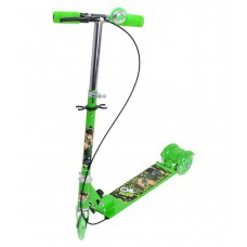 Deals, Discounts & Offers on Accessories - Green Metal Three Wheel Scooter with Brake -Bell and LED lights in tyres