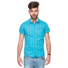 Deals, Discounts & Offers on Men Clothing - Mufti Turquoise Slim Fit Shirt