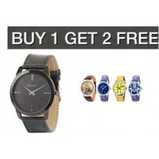 Deals, Discounts & Offers on Watches & Wallets - Buy 1 Get 2 Free On Men's Watches Starting at Rs. 575