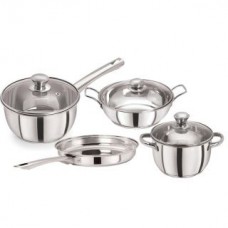 Deals, Discounts & Offers on Kitchen Containers - Pristine Tri Ply Induction Base Cooking Essential St. Steel Cookware Set, 4PCS, Silver