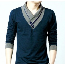 Deals, Discounts & Offers on Men Clothing - Redbrick Men's Designer Collar Premium Navy Blue T Shirt