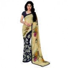 Deals, Discounts & Offers on Women Clothing - Triveni Beige Georgette Floral Saree With Blouse