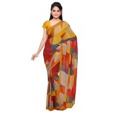 Deals, Discounts & Offers on Women Clothing - Vaamsi Women's Chiffon Saree With Blouse Piece (Empress1019_Yellow)+Free Shipping