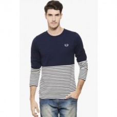 Deals, Discounts & Offers on Men Clothing - Rigo Men's Blue & White Round Neck T-shirt
