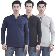 Deals, Discounts & Offers on Men Clothing - Summer Combo:- Maniac Solid Men's Henley T-Shirt set of 3 at Just Rs. 750
