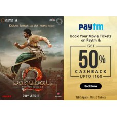 Deals, Discounts & Offers on Entertainment - New Users : Flat 50% Cashback on Movie Tickets Up to Rs. 160