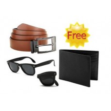 Deals, Discounts & Offers on Accessories - Combo of Brown Belt , Black Wallet & Foldable Glasses at Just Rs. 179 + FREE Shipping