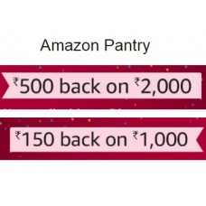 Deals, Discounts & Offers on Accessories - Amazon Pantry upto 50% off + Rs. 150 Cashback on Rs. 1000, Rs. 500 Cashback on Rs. 2000