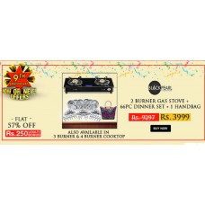 Deals, Discounts & Offers on Home & Kitchen - BlackPearl 2B Cooktop With 66 Pc Dinner Set & Handbag