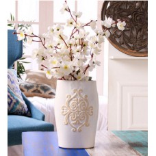 Deals, Discounts & Offers on Home Decor & Festive Needs - Hosley White Ceramic Decorative Vase with Scroll Design at Lowest offer