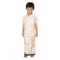 Deals, Discounts & Offers on Kid's Clothing - Thangamagan White Shirt And Dhoty Regular Fit 