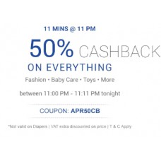Deals, Discounts & Offers on Baby & Kids - 11 MINUTES @ 11 PM : Get EXTRA 50% CASHBACK* ON EVERYTHING