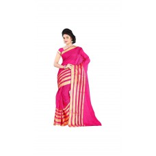 Deals, Discounts & Offers on Women Clothing - 96% Off on Indian Beauty Hot Pink Munga Cotton Saree