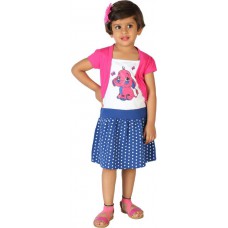 Deals, Discounts & Offers on Kid's Clothing - Lil Orchids Girl's Midi/Knee Length Casual  (Pink, Half Sleeve)