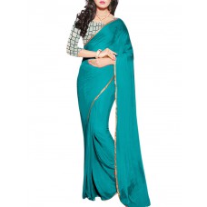 Deals, Discounts & Offers on Women Clothing -  Sea Green Nazmin Bordered Saree @ Rs.636
