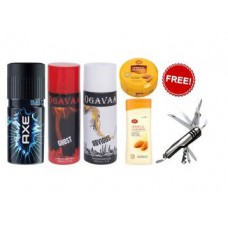 Deals, Discounts & Offers on Personal Care Appliances - Axe, 2 Ogavaa Deos, Joy Body Lotion, Skin Cream,Swiss Knife at Rs. 249