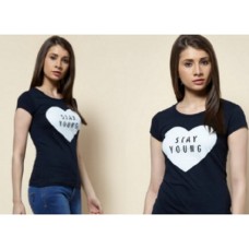 Deals, Discounts & Offers on Women Clothing - Zudio Navy Printed T Shirt at Just Rs.75