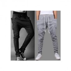 Deals, Discounts & Offers on Men Clothing - Flat 71% off on Combo Of 2 Black & Grey Stylish Track Pants for Men