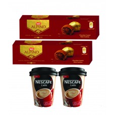 Deals, Discounts & Offers on Food and Health - Nestle ALPINO Chocolate 5-Bonbon Pack + NESCAFE Latte Xpress Coffee Cup Pack- Pack of 2