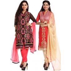 Deals, Discounts & Offers on Women Clothing - Flat 58% off on Pack of 2 Embroidered Suits