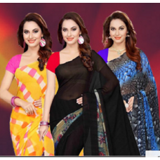 Deals, Discounts & Offers on Women Clothing - Get 3 Sarees For The Price Extra 15% off on Below Rs. 999