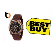 Deals, Discounts & Offers on Watches & Wallets - Timebre Round Dial Brown Leather Strap at Just Rs. 139
