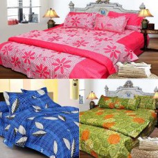 Deals, Discounts & Offers on Home Decor & Festive Needs - Flat 60% off on Set Of 3 Cotton Rich Bed Sheet With 6 Pillow Covers