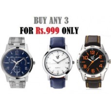 Deals, Discounts & Offers on Watches & Wallets - Get Men's Watches 3 For Rs.999