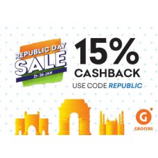 Deals, Discounts & Offers on Food and Health - Get 15% cashback on 1st three orders on Grofers app/website {Max. Rs. 500}