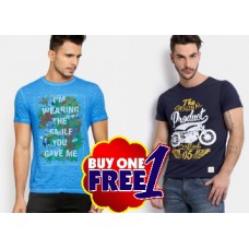 Deals, Discounts & Offers on Men Clothing - Republic Day Sale : Buy 1 Get 1 Free On Men Tshirts Starts at Rs. 198