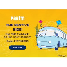 Deals, Discounts & Offers on Bus Tickets - Flat Rs. 300 Cashback on Bus Ticket Bookings 