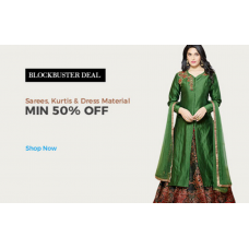 Deals, Discounts & Offers on Women Clothing - Min 50% off on Sarees Kurtis,& Material