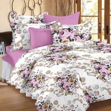 Deals, Discounts & Offers on Home Decor & Festive Needs - Ahmedabad Cotton  Geometric Double Bedsheet  (1 Double Bedsheet, 2 Pillow Covers, White, Pink)