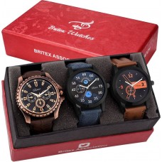 Deals, Discounts & Offers on Watches & Wallets - Britex Pack of 3 Analog Watch  For Men