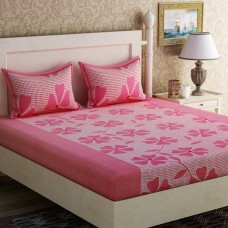 Deals, Discounts & Offers on Home Decor & Festive Needs - Get 70% Off on Zesture Cotton Floral Queen sized Double Bedsheet  (1 Queen Bedsheet, 2 Pillow Covers, Pink)