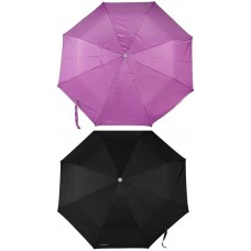 Deals, Discounts & Offers on Accessories - Bizarro.in 3 Fold Set of 2 Plain  Umbrella  (Black, Dark Purple)